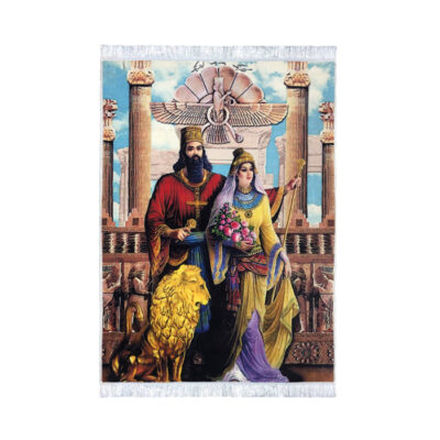 Machine-Made Persian Pictorial Wall Hanging Rug – Cyrus and Mandane, Kashan