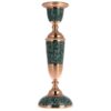 Handcrafted Persian Copper Candlestick - Inlaid Turquoise Design - Yas