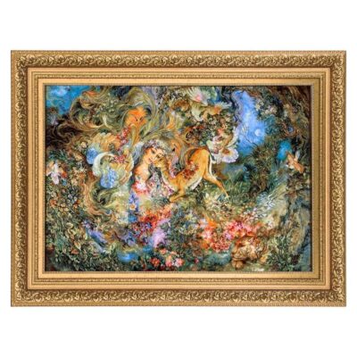 Hand-Knotted Persian Silk Miniature Wall Hanging Rug – Cycle of Life Miniature, Large, Tabriz