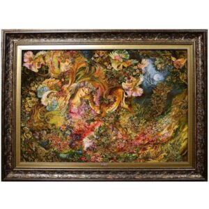 Hand-Knotted Persian Pictorial Rug – Tabriz Cycle of Life Miniature (Medium)