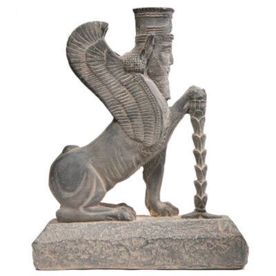 Historical Gopaitioshah: Iranian Winged Lion With Human Head Figurine