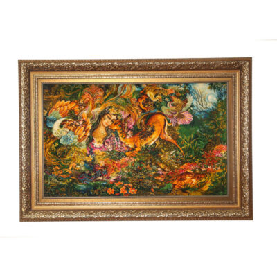 Hand-Knotted Persian Silk Miniature Wall Hanging Rug – Cycle of Life Miniature, Small, Tabriz