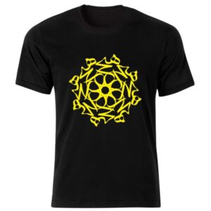 Persian Black Cotton T-Shirt Model Round Hich — Circular Hich Calligraphy Motif