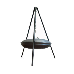 Cauldron Campfire Cooking Tripod with Pan – Heavy-Duty Design