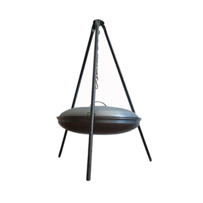 Cauldron Campfire Cooking Tripod with Pan – Heavy-Duty Design