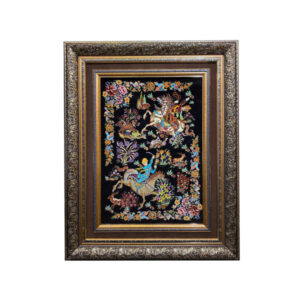 Hand-Knotted Persian Pictorial Rug – Qom Pure Silk Hunting Ground