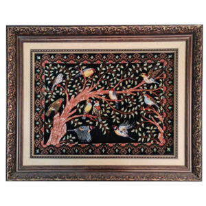 Hand-Knotted Persian Pictorial Rug from Qom Depicting Flowers