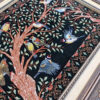 Hand-Knotted Persian Pictorial Rug from Qom Depicting Flowers