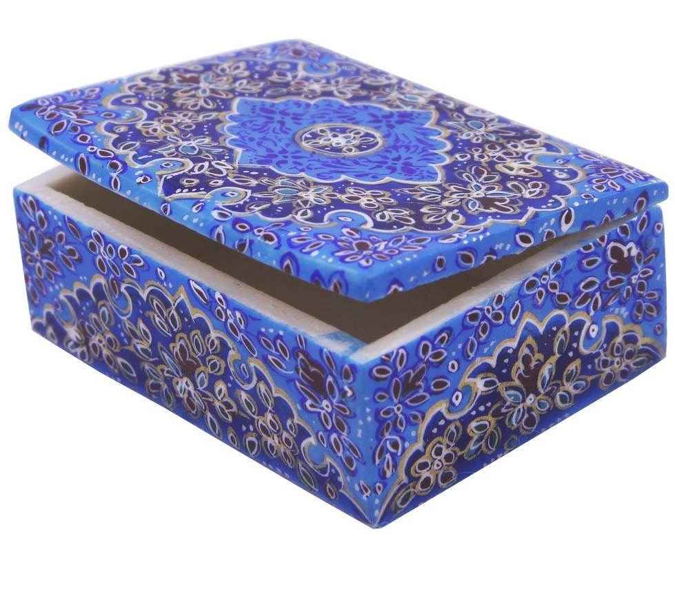 Handcrafted Bone Jewelry Box with Persian-Inspired Tazhib Pattern