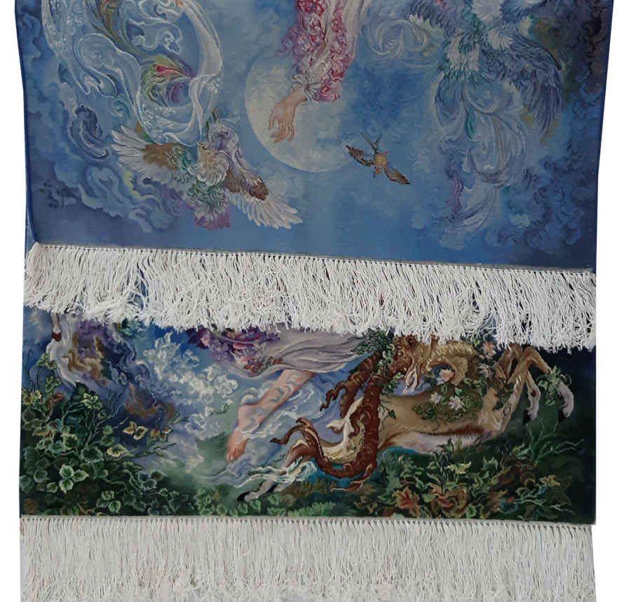 Hand-Knotted Persian Pictorial Rug – Tabriz Morning Bloom Silk Blend