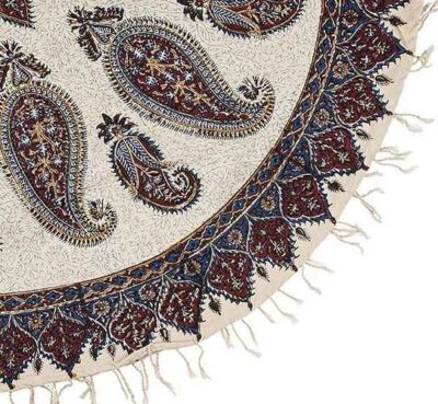 Persian Tablecloth: Isfahan's Traditional Kalamkari Block Print Boteh Jegheh