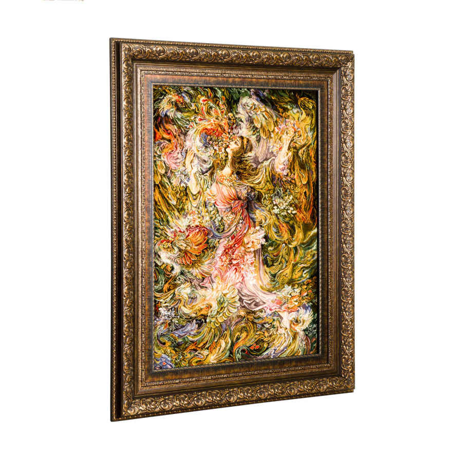 Hand-Knotted Persian Pictorial Rug – Tabriz The Smell of Spring Miniature