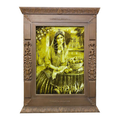 Hand-Knotted Persian Pictorial Wall Hanging Rug – Qajar Girl, Tabriz