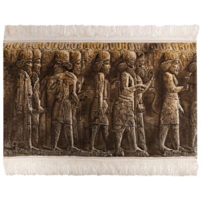 Hand-Knotted Persian Silk Wall Hanging Rug – Achaemenid Soldier, Tabriz