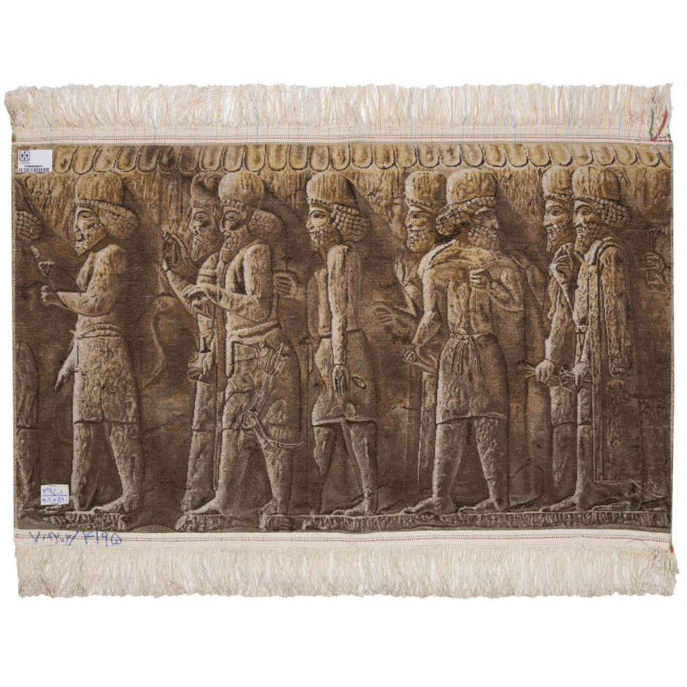 Hand-Knotted Persian Pictorial Rug – Tabriz Takht-e Jamshid Soldier