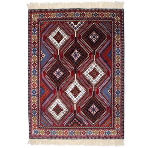 Hand-Knotted Persian Qashqai Rug (Tribal Kheshti Geometric Diamond) – Brown Wool