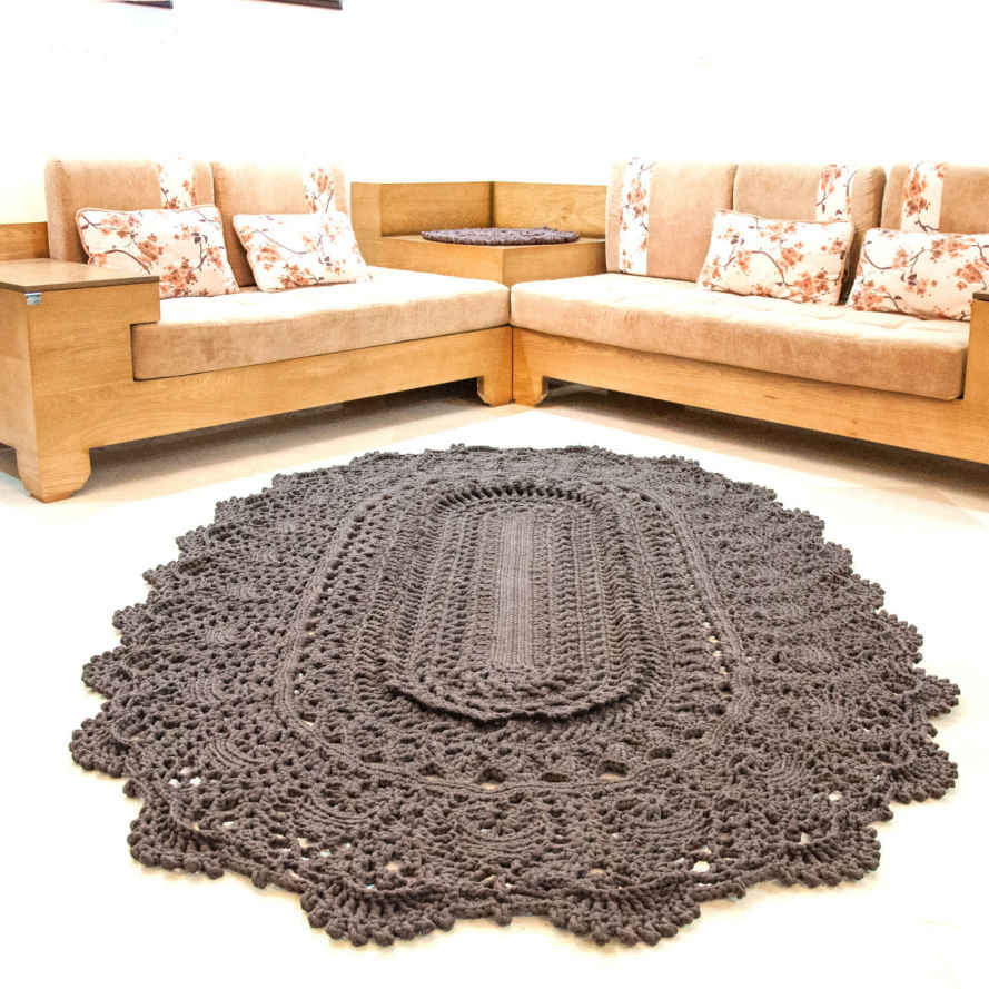 Handwoven Boho Macrame Floor Rug – Brown Color