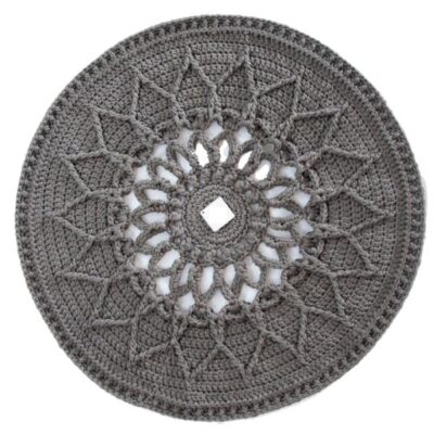 Handwoven Boho Macrame Floor Rug – Sun Pattern