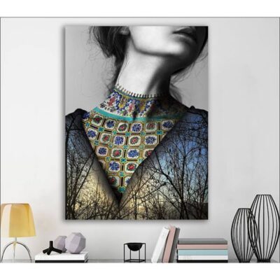Dokhtar Persian Wood Print Wall Art with Floral Design