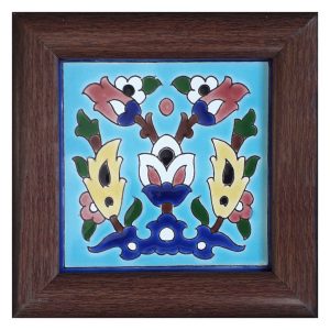 Decorative Persian Framed Ceramic Tile – Turquoise