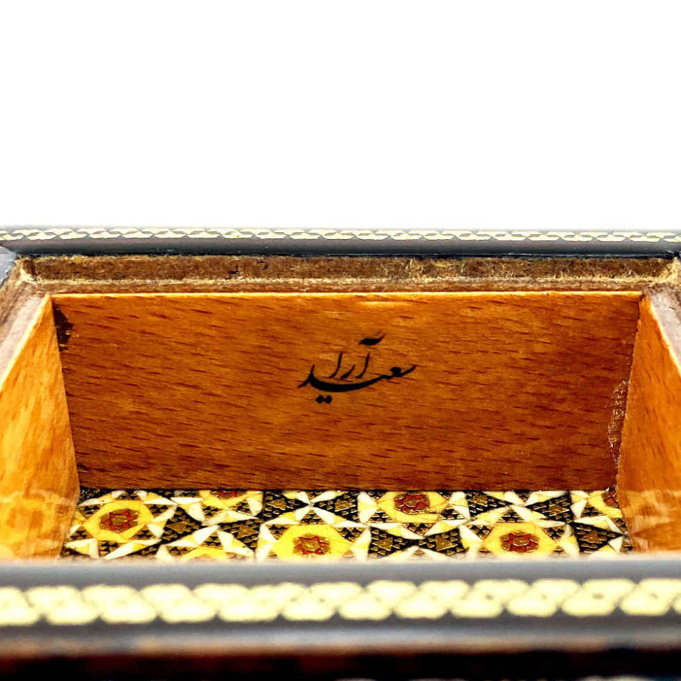 Handcrafted Wooden Jewelry Box with Persian Khatam Design – Queen