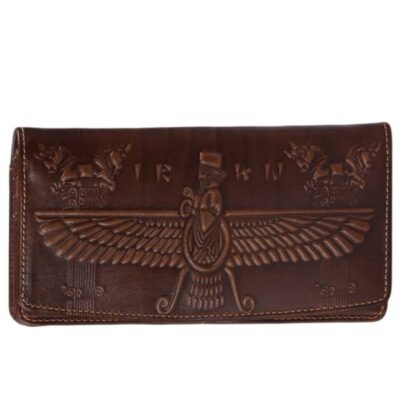 Persian Leather Long Wallet with Faravahar Design