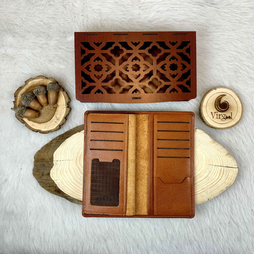 Persian Leather Long Wallet with God Design