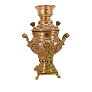 Persian Copper Samovar Decorative Charcoal Tea Maker Floral Motifs 1-Liter