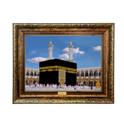 Machine-Made Islamic Wall Hanging Rug – Holy Kaaba Design, Kashan