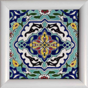 Decorative Persian Framed Ceramic Tile – Turquoise