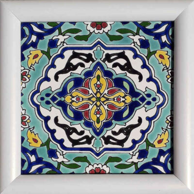 Persian Turquoise Decorative Ceramic Tile – Traditional Floral Wall Decor
