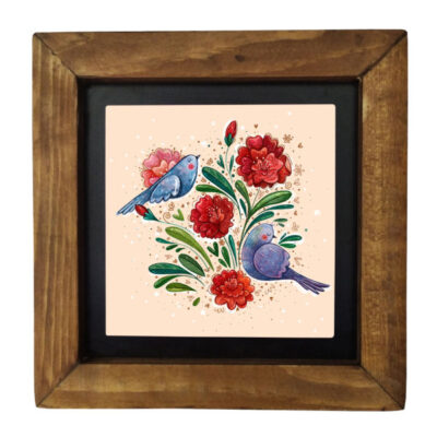 Persian Flower & Bird Ceramic Wall Art – Traditional Floral Home Decoration