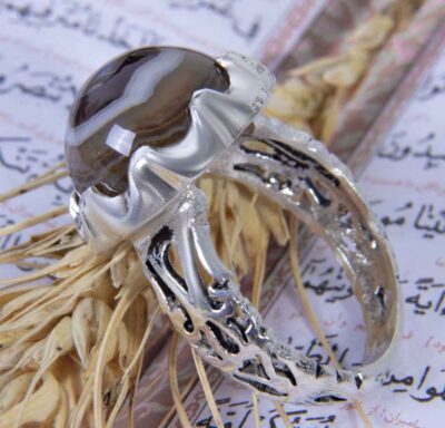 Sulemani Hakik Silver Gemstone Ring for Men – Eye Model, Traditional Persian Design