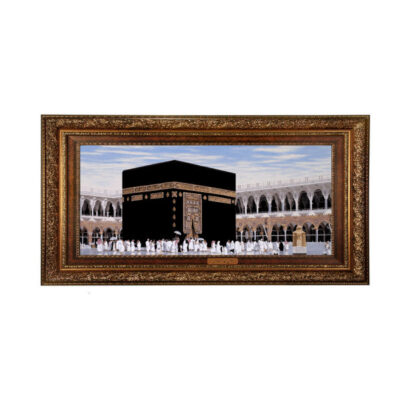 Machine-Made Islamic Wall Hanging Rug – Holy Kaaba Sahn Design, Kashan