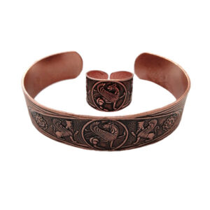 Set of Persian Copper Ring & Bracelet Model Winged Lion