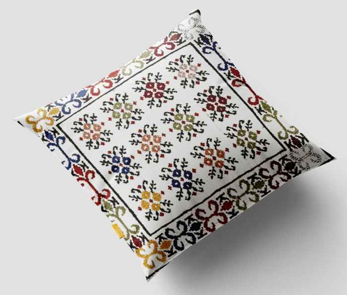 Persian Kilim Cushion Cover – Handwoven White Design
