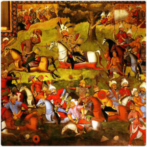 Persian Velvet Cushion Cover – Shahnameh War Design (Set of 2)