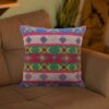Persian Kilim Cushion Cover - Handwoven Green & Pink