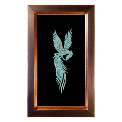 Persian Simurgh Turquoise Inlay Wall Art – Artistic Stonework for Traditional Home Decor