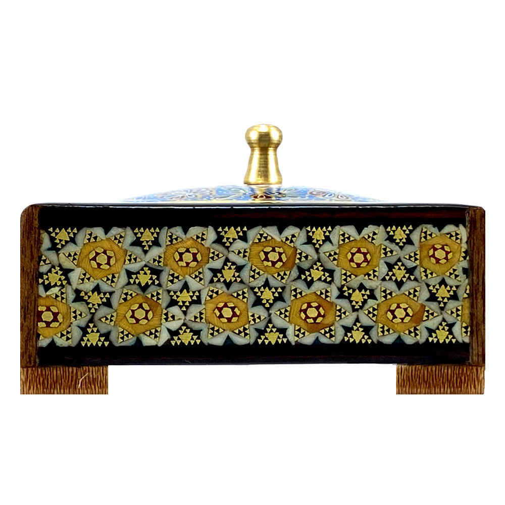 Handcrafted Wooden Jewelry Box with Persian Khatam Design – Sky