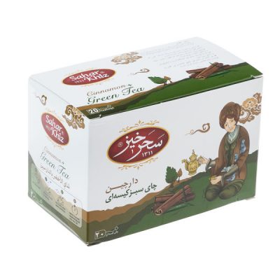 Saharkhiz Cinnamon Flavored Green Tea | Fresh Green Tea with Warm Spiced Cinnamon Notes, 7 Packs