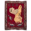 Hand-Knotted Persian Lion Motif Gabbeh Wool Rug - Red Wool