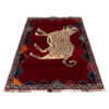 Hand-Knotted Persian Pictorial Gabbeh Accent Rug - Tiger Motif in Red Wool