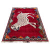 Hand-Knotted Persian Pictorial Gabbeh Accent Rug - Tiger Motif in Red Wool