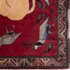Hand-Knotted Persian Lion Motif Gabbeh Wool Rug - Red Wool