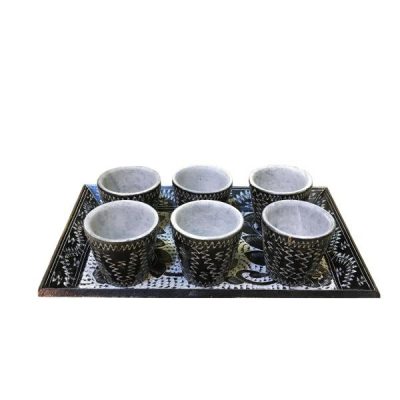 Handcrafted Persian Stone Tea & Coffee Set - Engraved Tooran