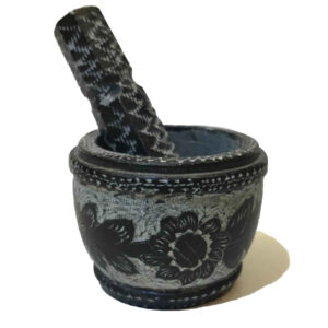 Stone Mortar & Pestle with Traditional Persian Floral Pattern Khorshid