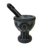 Stone Mortar & Pestle with Traditional Persian Floral Pattern Rosali