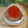 Islamic Yemeni Aqeeq Silver Ring for Men Red