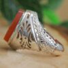 Islamic Yemeni Aqeeq Silver Ring for Men Red